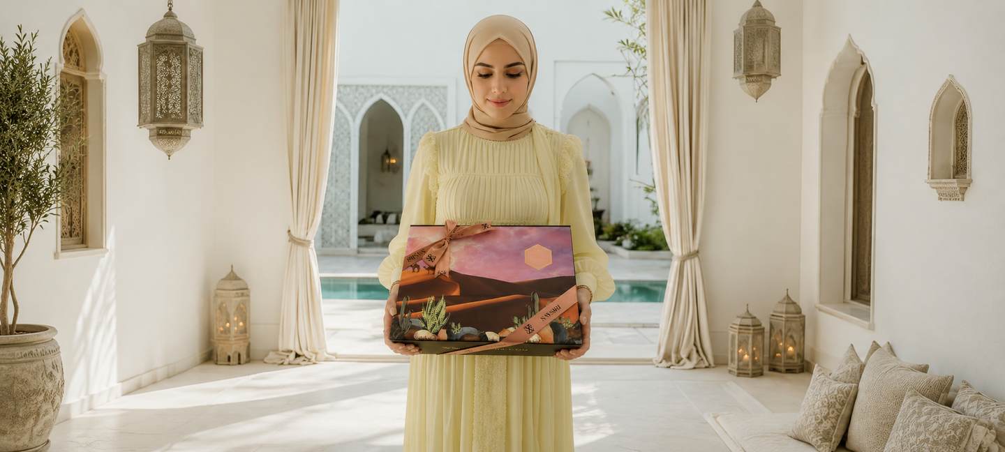 SAYSIRI Gift Sets — desert-sunset gift box collection banner