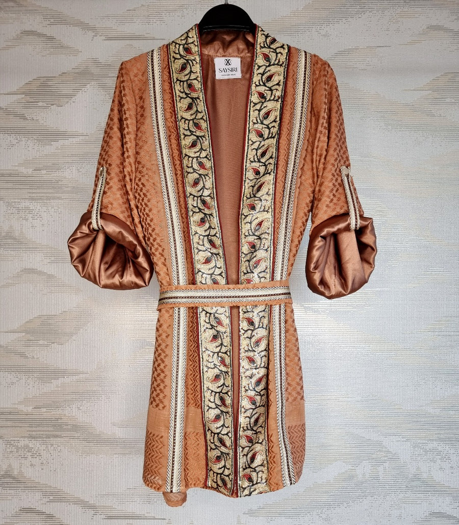Kayi Keffiyeh Kimono with matching belt — fully lined cotton ghutrah modest outerwear