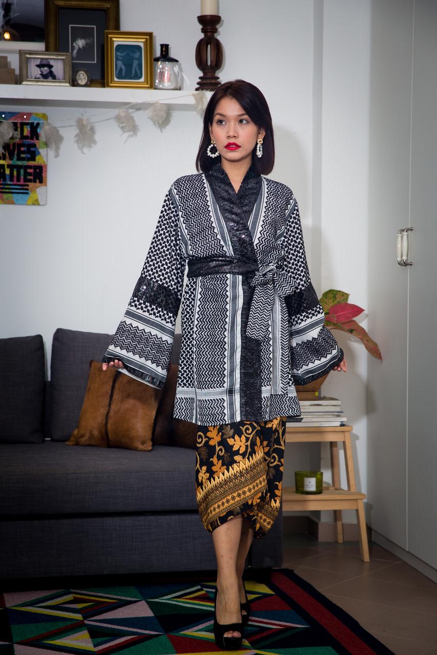 Jet Black Keffiyeh Kimono — Solidarity Gift Set colourway