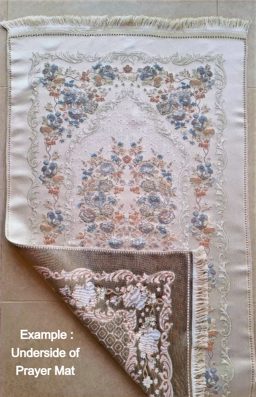 Sky Blue Safia floral sajadah weave and fringe detail