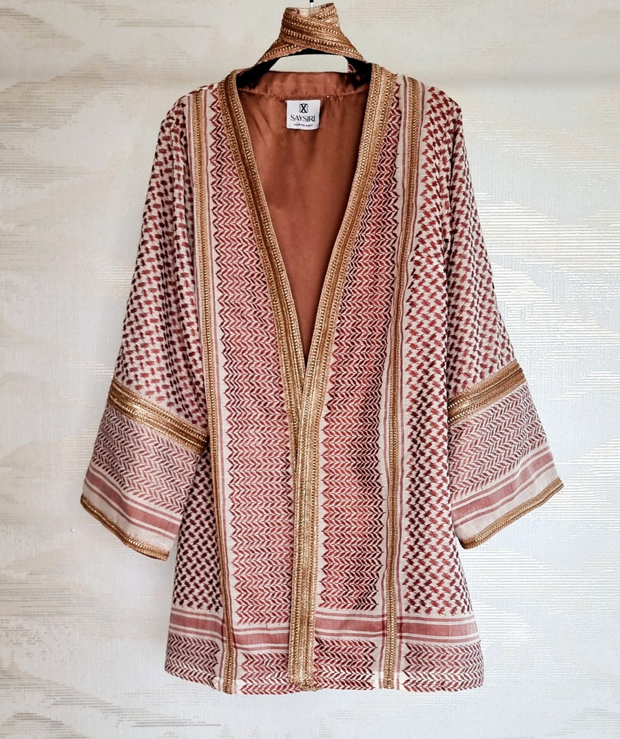Mauve Pink & Beige Keffiyeh Kimono — Solidarity Gift Set colourway