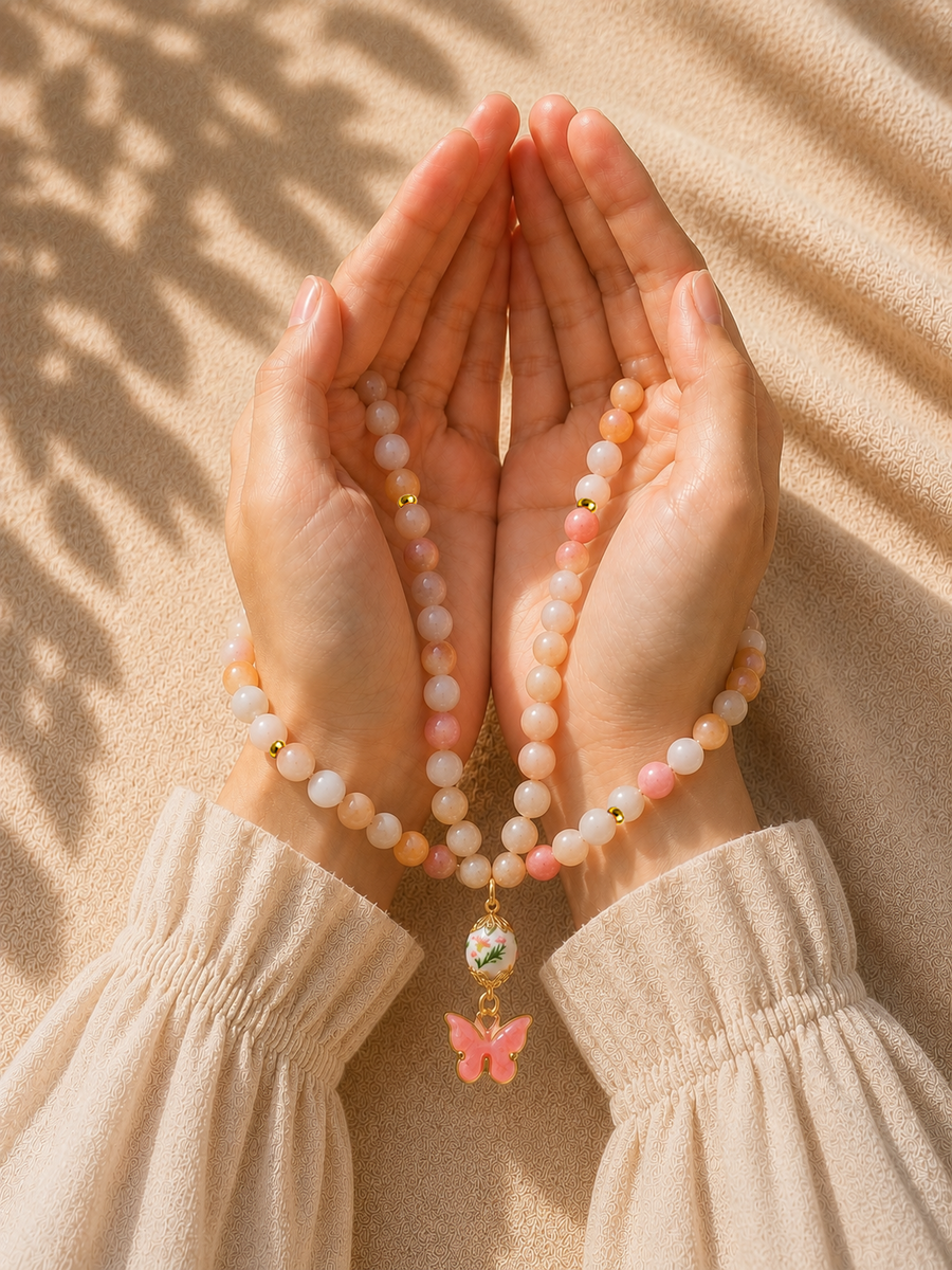 99-bead natural agate tasbih misbaha in honey tones
