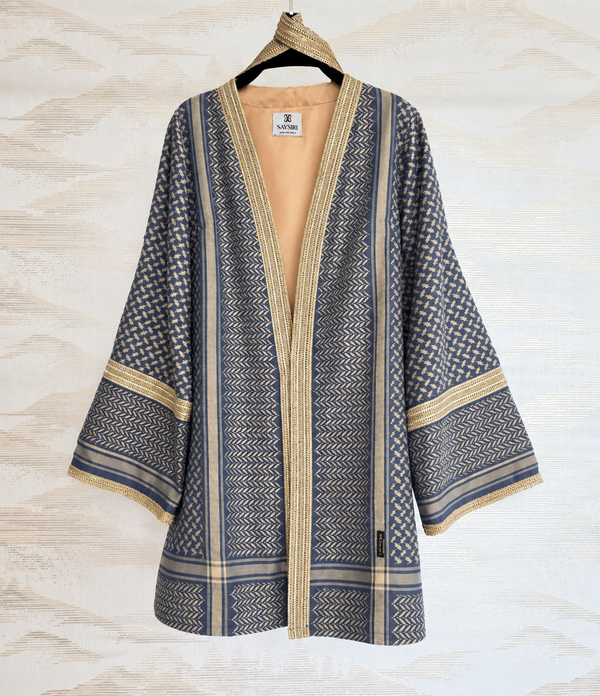 Sky Blue Keffiyeh Kimono