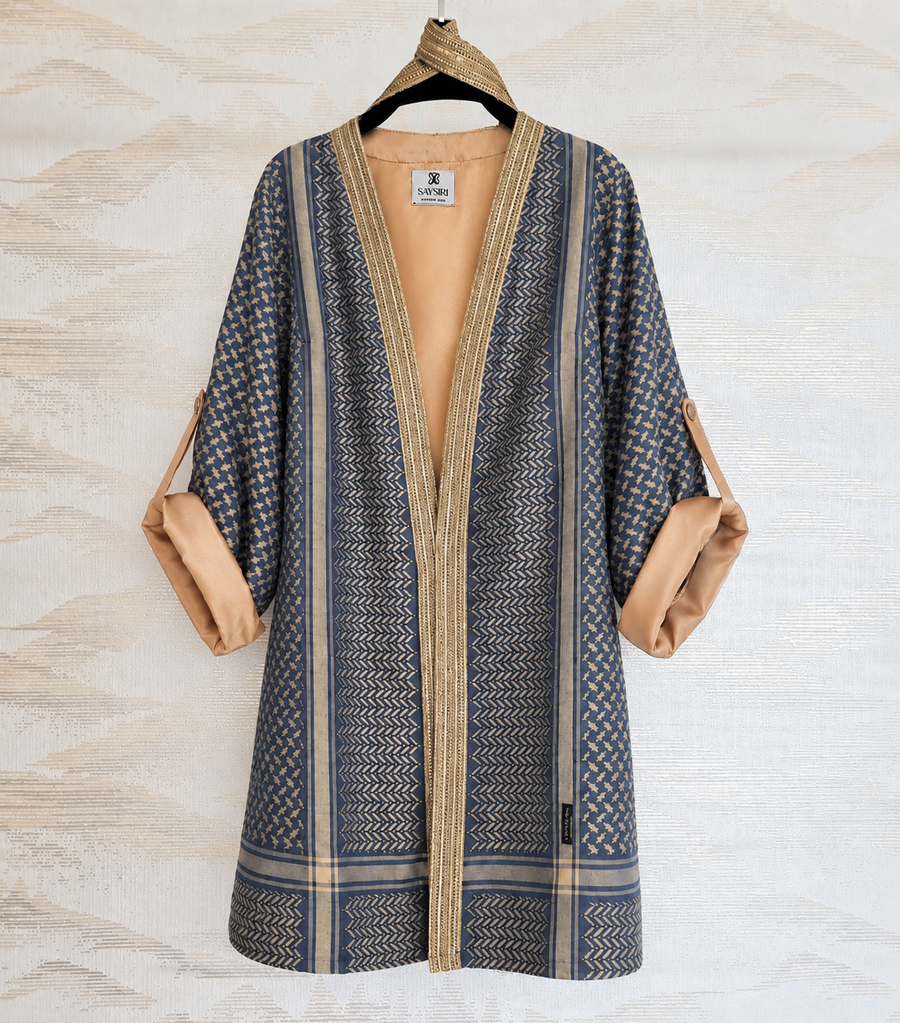Sky Blue Keffiyeh Kimono