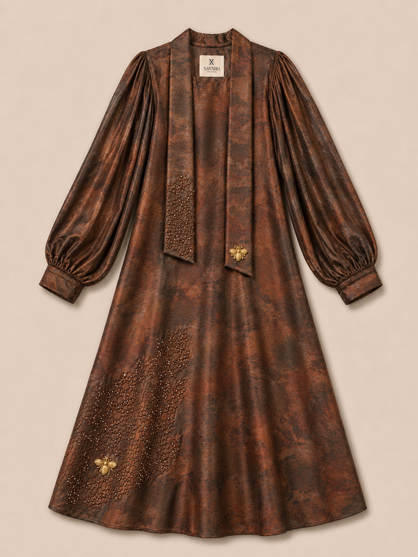 Brown Bee Dress flat lay with belt