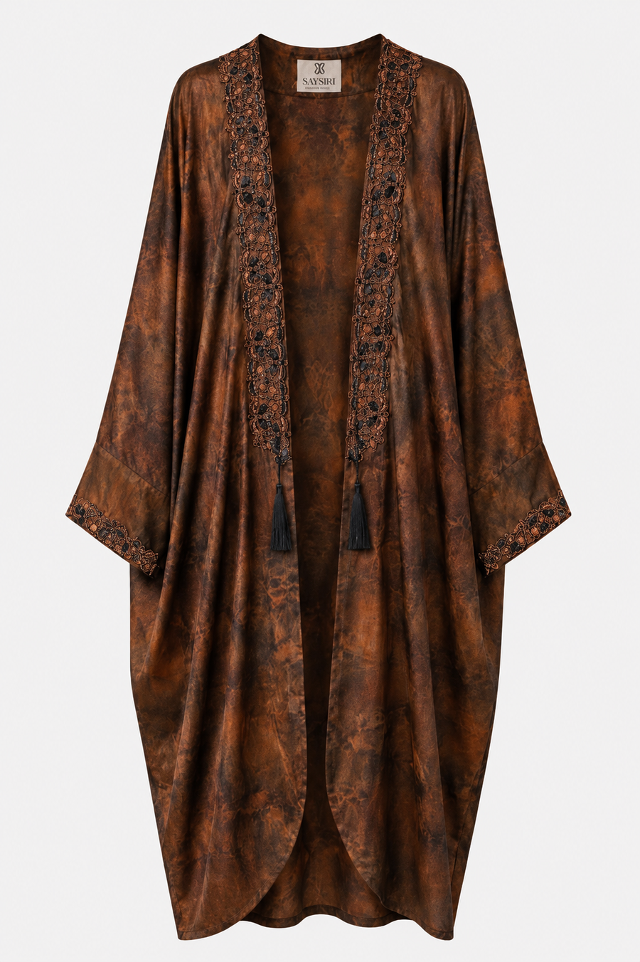 Brown Butterfly Kaftan worn open over the inner slip