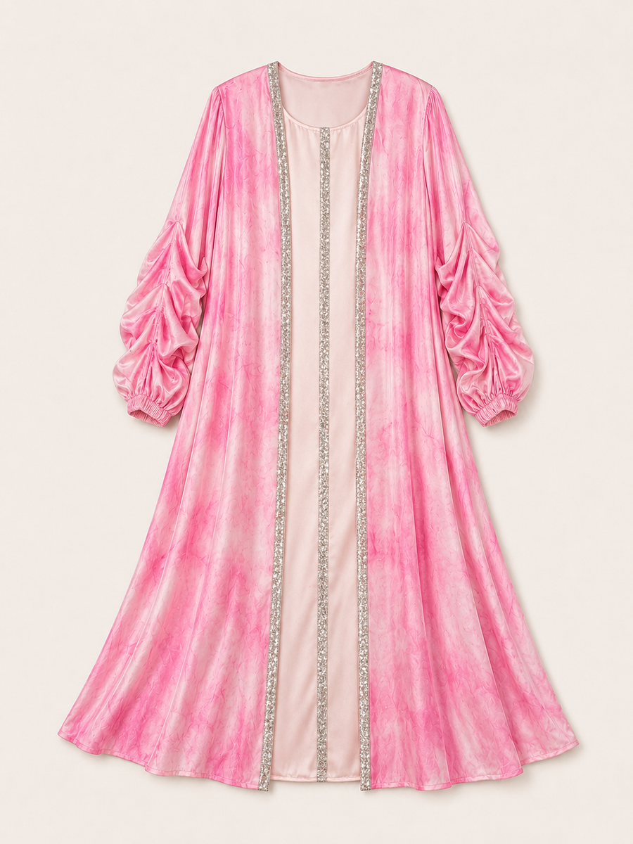 Hot Pink Paddle Pop Kaftan, hand-dyed full-length view