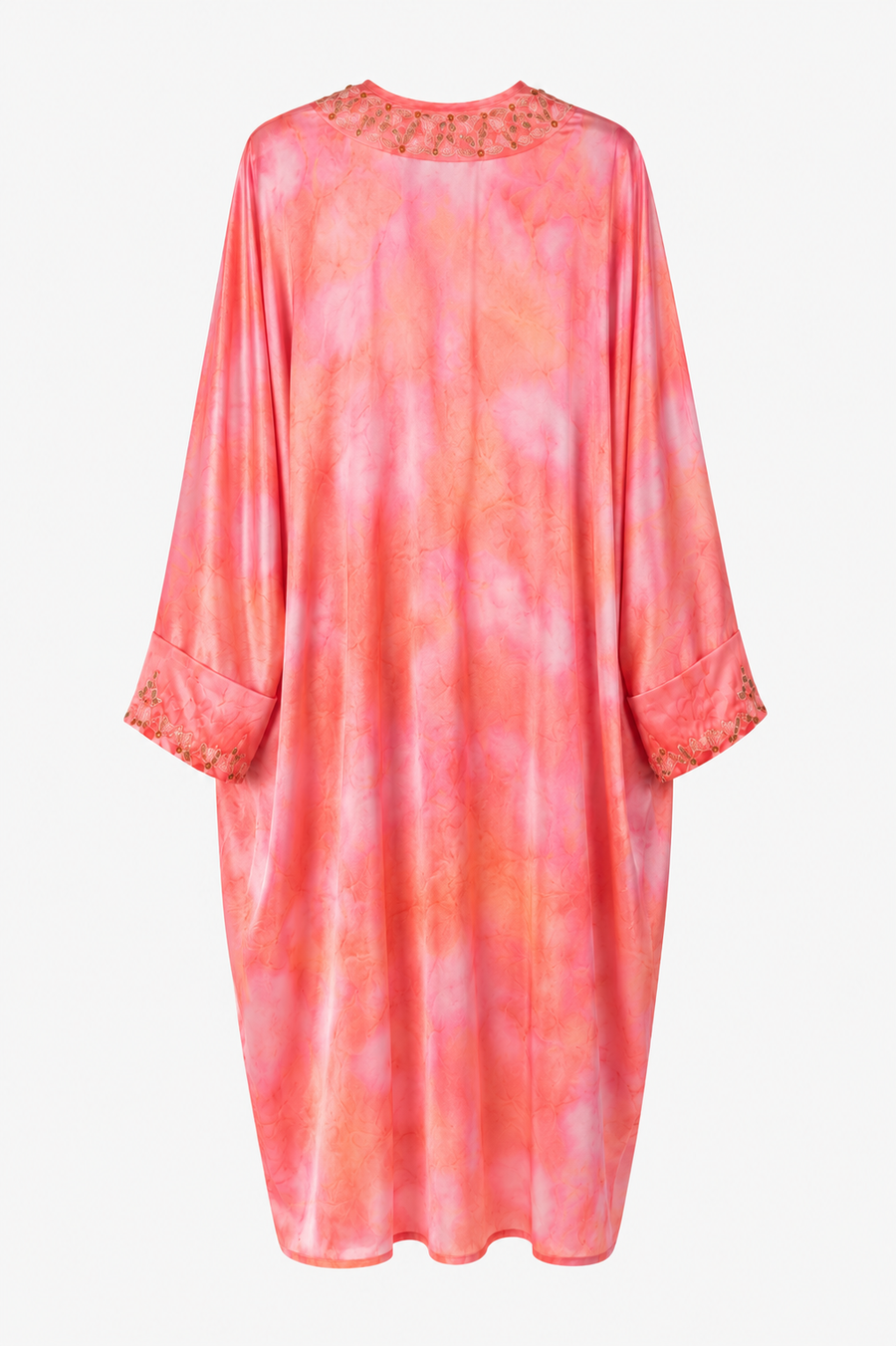 Back view of the Pink Butterfly Kaftan showing the butterfly print