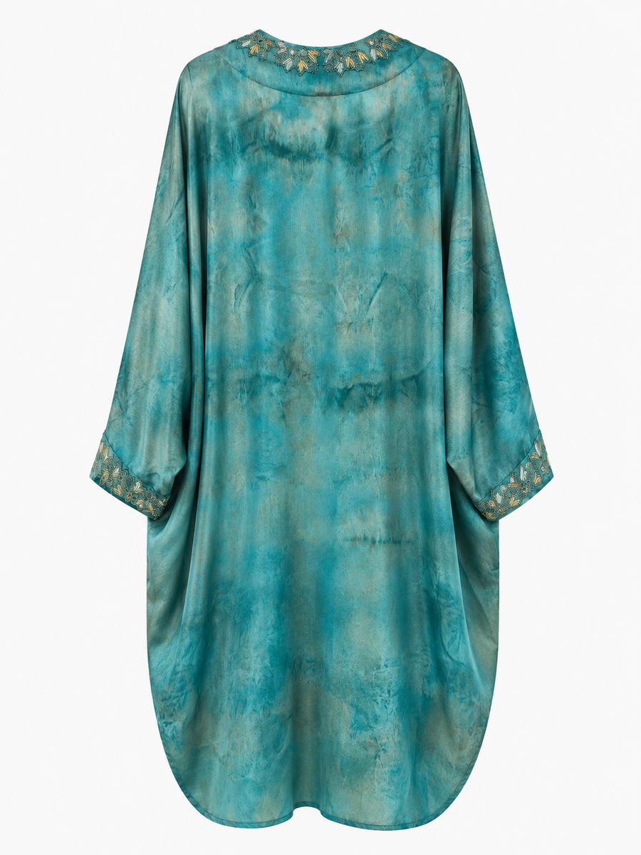 Turquoise Butterfly Kaftan styled view